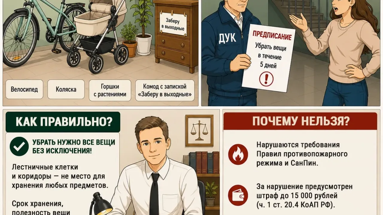 Нижегородцам напомнили о запрете на хранение любых вещей в подъездах